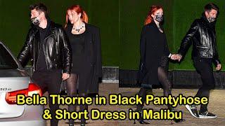 Bella Thorne in Black Pantyhose & Short Dress in Malibu