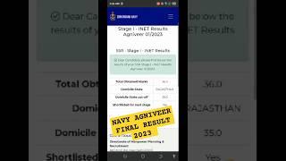 NAVY AGNIVEER SSR RESULT 2023  Navy agniveer final result 2023  navy mr final result 2023 