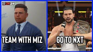 WWE 2K24 Team With Miz vs Go To NXT - Undisputed MyRise Both Paths