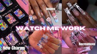 DO A SET WITH ME   full acrylic nail tutorial new charms + beginner nail-tech advice