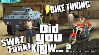 GTA San Andreas Secrets and Facts 45 How To Get SWAT Tank Bikes Tuning BETA Features