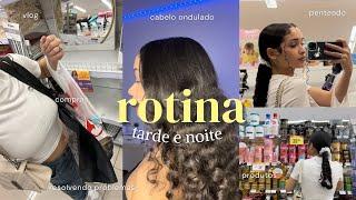 ROTINA da tarde e da noite  shopping vlog* trabalho cabelo compras penteado