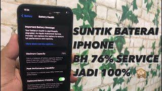 SUNTIK BATERAI IPHONE X BH SERVICE 76% JADI 100% 🫣‼️