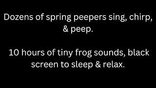 Dozens of spring peepers sing chirp & peep 10 hours tiny frog sounds black screen to sleep & relax