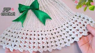 كروشية جيبة  تنورة  سهلة وبسيطة للمبتدئين ولأى مقاس -  How to crochet skirt