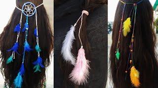 DIY headband dream catcher hair accessories 3 different types of #feather #headband