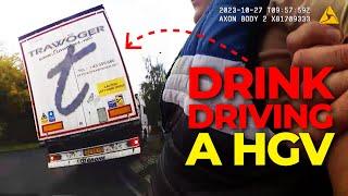 Driving a HGV over FOUR TIMES the drink drive limit  Lorry almost topples over onto police car