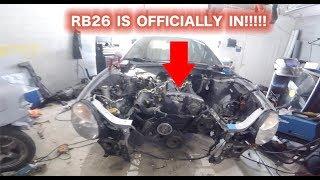 SUBZILLA RB26 SWAP PART 2  ENGINE INSTALLATION IS COMPLETE