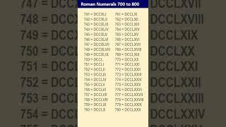 Roman Numbers 700 To 800  How to write Roman Numerals 700 To 800