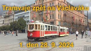 Návrat tramvají na Václavské náměstí s novými výhybkami 28.9.2024