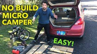 $20 Micro car camper- no build construction- how to live in a small car ikea style budget campervan