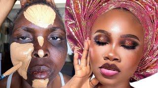 MUST WATCH  SHE WAS TRANSFORMED  GELE AND MAKEUP TRANSFORMATION TUTORIAL