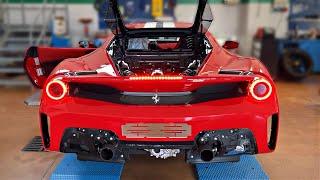 Ferrari 488 Pista Stock Exhaust vs. Novitec Rosso Exhaust @ Dyno  Engine Sounds Comparison