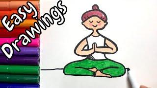 How to Draw Yoga Girl  Easy Drawings