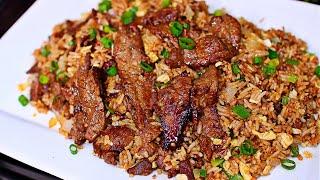 Easy Steak Fried Rice Recipe - How to make beef fried rice