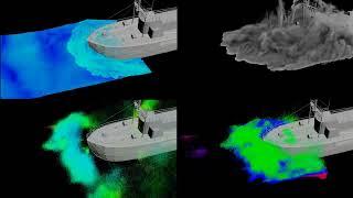 Houdini 19.5 north sea trawler bow splash  Flip fluid simulation #axiom #flip #simulation