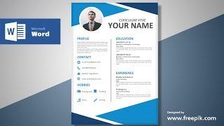 Awesome Blue Resume Design Tutorial in Microsoft Word Silent Version  CV Designing