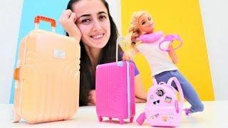 Barbie oyunları.  Sevcan Barbie ile kabin boy valiz alıyor. Alışveriş kız oyunu