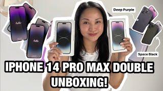 IPHONE 14 PRO MAX UNBOXING  DEEP PURPLE  SPACE BLACK  ASMR  ACCESSORIES COMPARISON