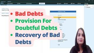 Provision for Doubtful Debts Entry in Tally Bad Debts entry in Tally Bad Debts Recovery entry