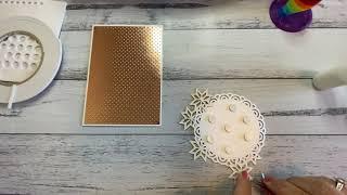 Christmas card using foiled sentiment strip and dies