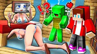 JJ and MIKEY SPIES on TV WOMAN SWIMSUIT are STUCK under the BED in Minecraft - Maizen