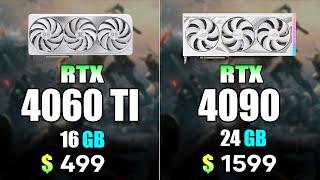 NVIDIA RTX 4060 Ti 16GB vs RTX 4090  Test in 9 Games 4K Ultra