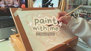 paint with me  watercolor study + mini desk tour  ft. meeden & artify 