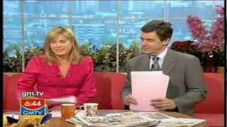 Penny Smith GMTV - On the sofa wearing fishnets & a short skirt in 2001.