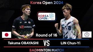 Takuma OBAYASHI JPN vs LIN Chun Yi TPE  Korea Open 2024 Badminton