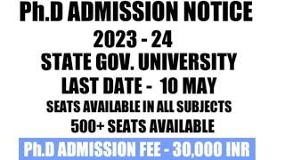 Ph.D ADMISSION NOTIFICATION  STATE GOV. UNIVERSITY  SESSION - 2023-24  #PhDadmission #PhD #NET