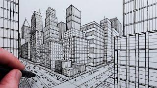 How to Draw a City using Two-Point Perspective Step by Step