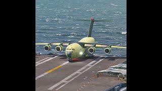 Very RARE Boeing C 17 Globemaster takes off from an aircraft carrier