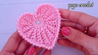 هل تحتاجى الى نمط كروشية سهل جداً ؟  قلب كروشية  رائع وجديد  لأستخدامات كثيرة  crochet heart