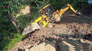 Nearly Roll Down Hill- Backhoe Narrow Escape -JCB Backhoe Loader Video