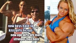 Female bodybuilding men worship womans biceps