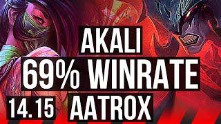 AKALI vs AATROX TOP  8 solo kills 69% winrate 40k DMG  EUW Master  14.15