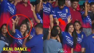 Rcb cute fan dance gone viral when Rcb qualified for playoff  Rcb vs csk match cute fan viral dance