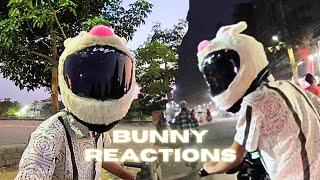 Cute Girls Shocking Reactions   Rider 125 and Apache RTR 200  Bunny Helmet cover  Kaif World