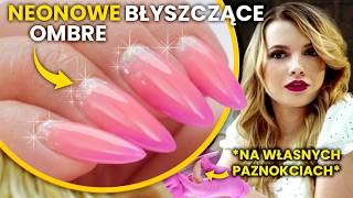 NEONOWE błyszczące Ombre - Kolorowe żelowe paznokcie z ozdobami princess nails