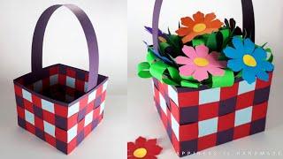 Paper Weaving Basket  Simple Paper Basket Making  DIY - Paper Crafts