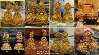 Latest Gold Jhumka Designs With Weight and Price  gold Earrings Jhumka Designs #IndhusJewellery