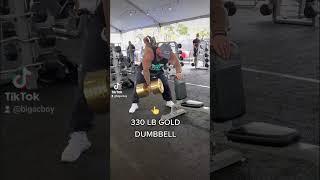 I AM THE FIRST PERSON TO EVER ROW THE ALL GOLD 330 POUND DUMBBELLS