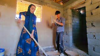 Measuring doors and windows and plastering work in the kitchen