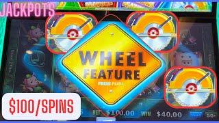 AMAZING $100Spin Jackpots On Huff N More Puff High Limit HANDPAYs