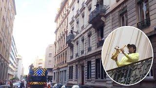 Saxophone Player Entertains Whole Street In France