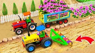 Diy tractor mini Bulldozer to making concrete road  Construction Vehicles Road Roller #45