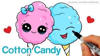 How to Draw Cotton Candy Easy  Cartoon Food