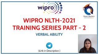 WIPRO NLTH 2021  Training Series Part-2 Verbal Ability #wipronlth2021 #nlth