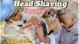 ASMR Fast Hair Cutting ️ and Head  Shave with barber is old part117